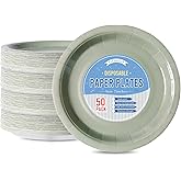 Tyzarglef Disposable Paper Plates Sage Green, 50 Count 7” Dessert Cake Plates Bulk for Party Supplies, Colored and Sturdy Party Plates for Birthday, Wedding, Baby shower, Bridal party supplies