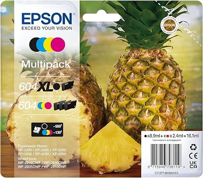 Epson 604XL Pineapple Multipack XL Black Standard Colour Ink Cartridges