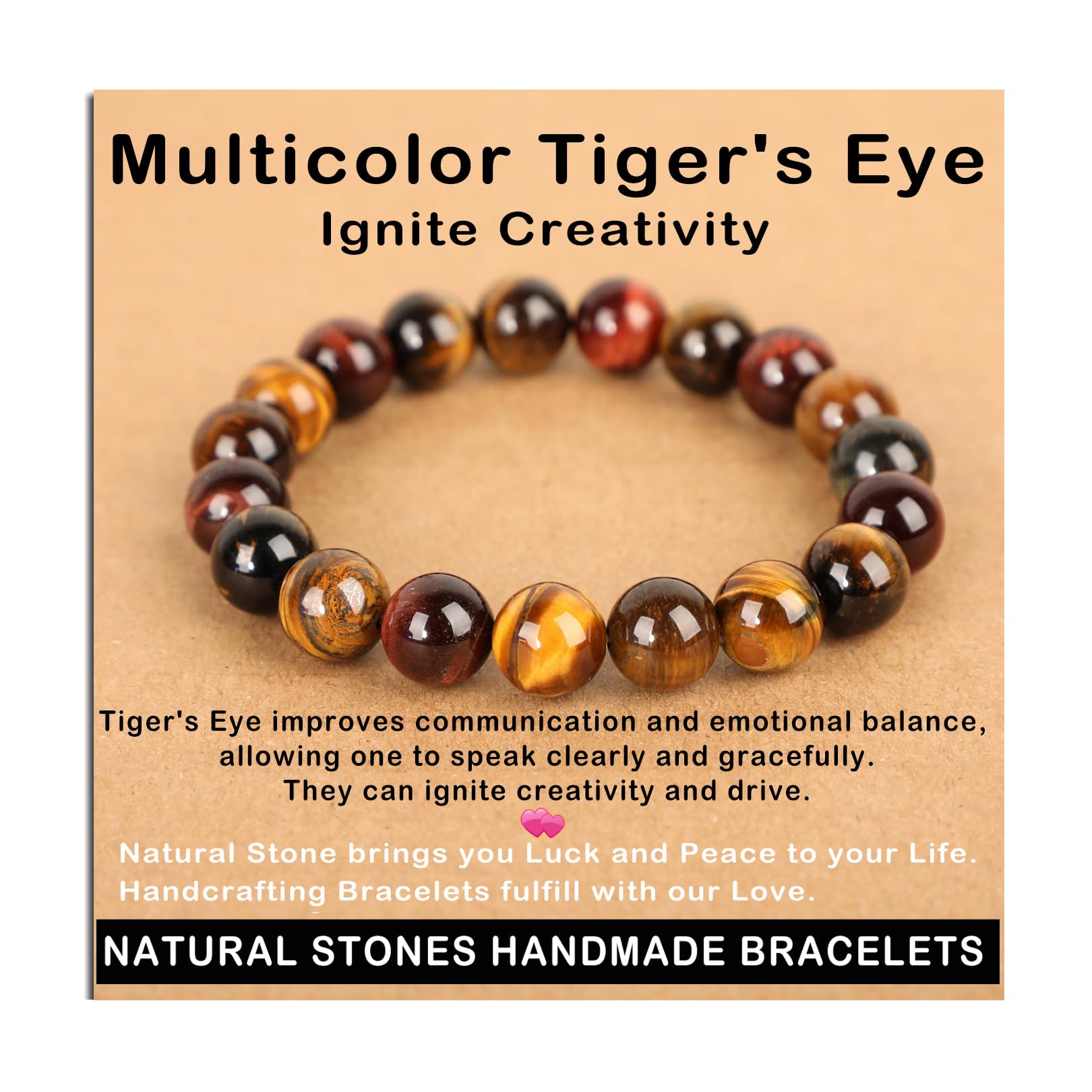 AD Beads Handmade Gemstone Stretch Elastic Bracelet