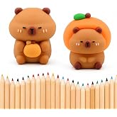 2 PCS Capybara Pencil Sharpeners, Cute Cartoon Handheld Sharpener for Kids | Kawaii Capybara Sharpeners with Manual Blades, Fun School Supplies for Students, Teachers, Office, Birthday Gifts