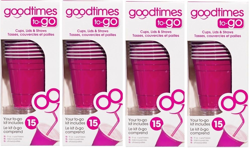 Goodtimes 9oz Kids Cups To-Go Kits With Lids And Straws (60, Pink)