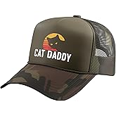 Cat Daddy Funny Retro Cat Pet Owner Trucker Hat with Adjustable Mesh Back