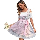 YTWS 2 Piece Dirndl Dresses Women Oktoberfest Carnival Costume Accessories with Apron