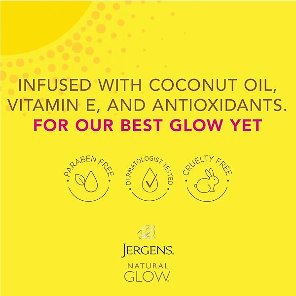 JERGENS NATURAL GLOW SELF TANNER BODY LOTION, SUNLESS TANNING, MEDIUM TO DEEP SKIN TONE, DAILY MOISTURIZER WITH COCONUT OIL, VITAMIN E AND ANTIOXIDANTS 10 OZ