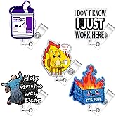 5 Pcs Funny Badge Reel Retractable Name Tag ID Clip Holder Nursing Student RN Pediatric Teacher Funny Office Work Accessories 6