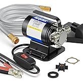 Acquaer Water Transfer Pump DC 12V 1/10HP Portable Electric Water Removal Utility Pump with Switch and Suction Hose Kit, Low Suction Water Removal for RV, Water Beds, Pools, Rain Barrel, Aquariums