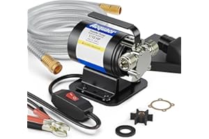 Acquaer Water Transfer Pump DC 12V 1/10HP Portable Electric Water Removal Utility Pump with Switch and Suction Hose Kit, Low Suction Water Removal for RV, Water Beds, Pools, Rain Barrel, Aquariums
