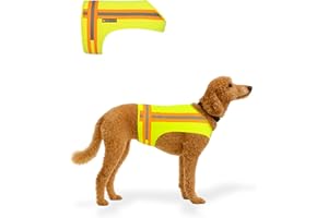 Reflective Dog Vest. High Visibility Yellow Safety Vest for Outdoors. Safeguard Your Dog with Easy to wear Adjustable and Bre