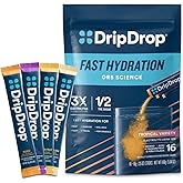 DripDrop Hydration Packets - Tropical Variety Pack - Single Serve Electrolytes Powder Drink Mix - Mango, Açaí, Passion Fruit, Piña Colada - Non-GMO, Gluten Free, Vegan - 16 Sticks