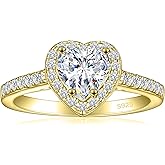 JALOKIVI 925 Sterling Silver Engagement Rings for Women Heart Cut Cubic Zirconia Wedding Promise Rings for Her Size 4-12.5