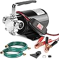 FIDISP 12 Volt Water Pump, Portable Transfer Pump, 330GPH Larger Flow, 1/10HP Electric Utility Pump with On/Off Switch, 2 * 6’ Water Hose Kit for Garden Pools Aquariums Hot Tub