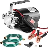 Water Transfer Pump, 12V 1/10HP Electric Utility Pump with On/Off Switch 2 * 6 ft Water Hoses Kit for Removing Water from Garden Pools Aquariums Hot Tub Draining 1/8&rsquo;&rsquo; Low Suction for Rain Barrel