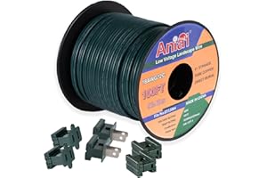 Aniai 18/2 SPT-2 Wire 100FT with 6PCS Vampire Plugs - Low Voltage Landscape Wire Electrical Wire - 18 Gauge Electrical Wire 2 Conductor - Green