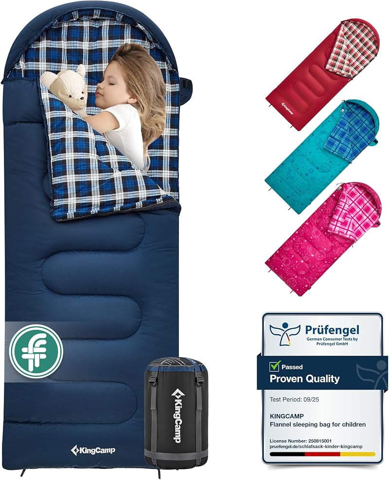 KingCamp Kids Sleeping Bag Flannel Liner 4 Season Lightweight 170x70cm