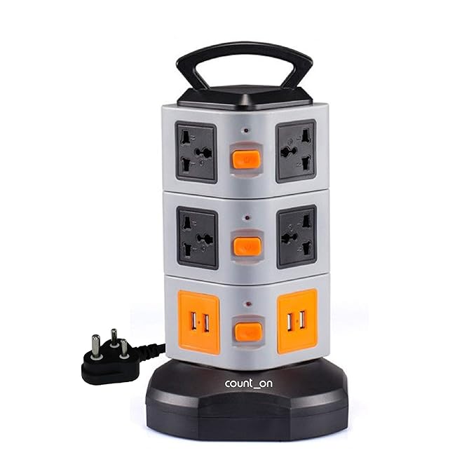 Count On Power Strip Extension Board/Box with 10 Multiplug Sockets and