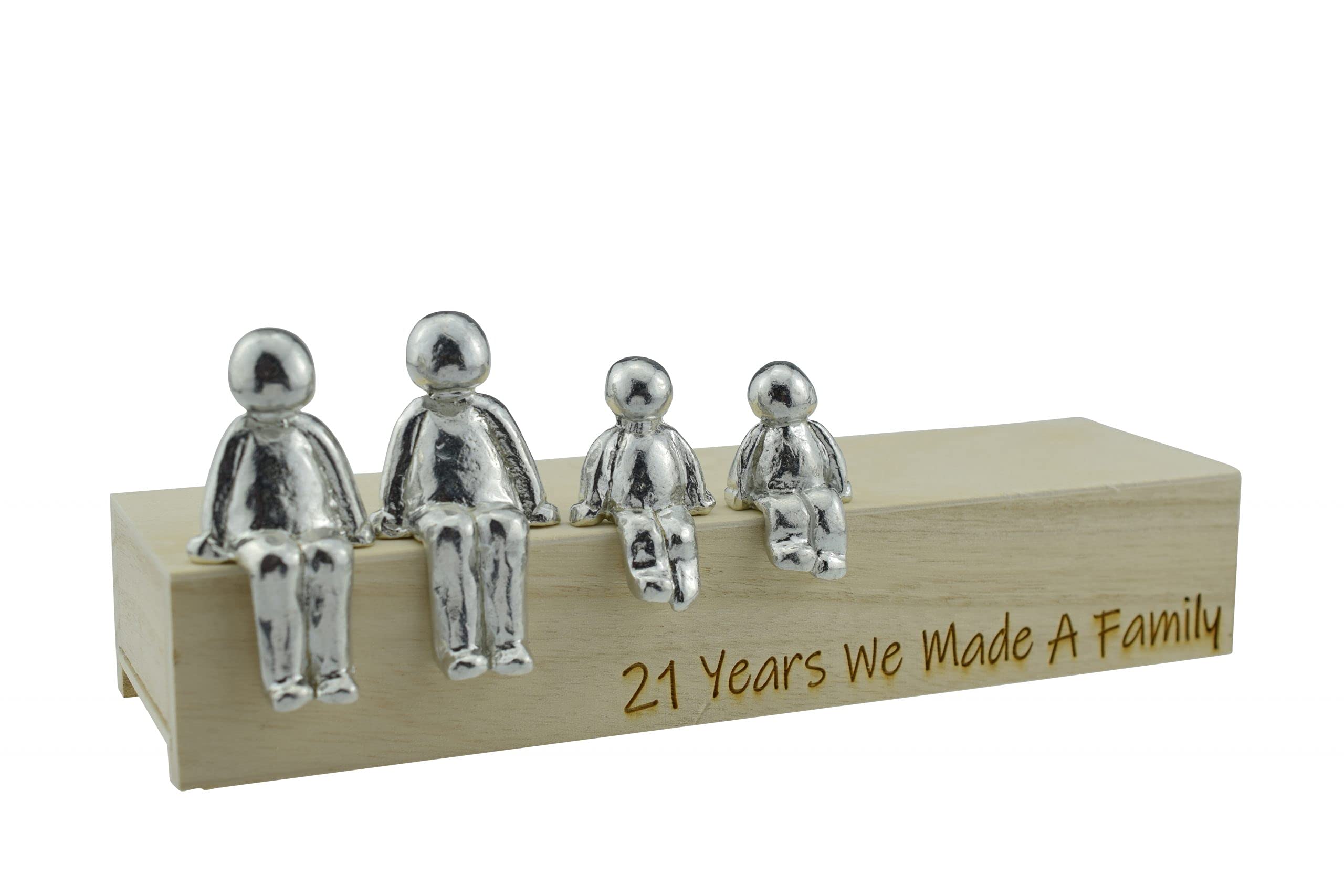 Pirantin 21st Anniversary Idea - 21 Years We Made A Family Metal Ornament - Choose Your Family Combination Box & Woodgrain May Vary(2 children)