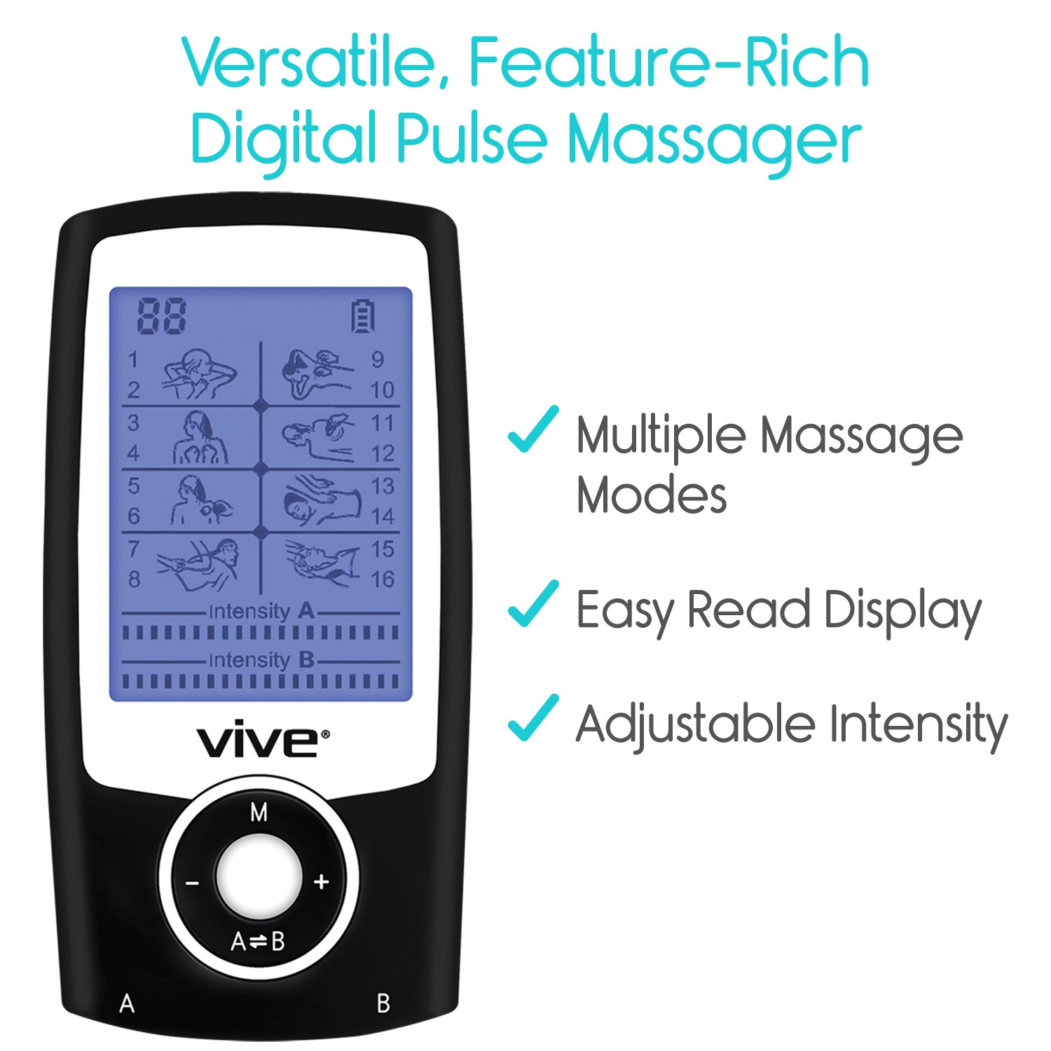 TENS Unit by Vive Portable Electric Stimulation Machine EMS