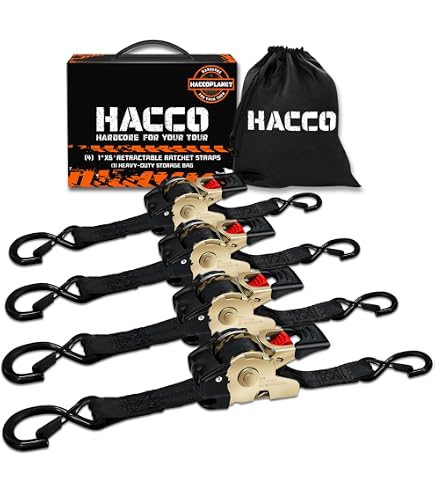 Otherya Retractable Ratchet Straps – 4-Pack, 1" X 7.5' Self-Retracting Tie Downs With Soft Loops & Bag, 1100 Lb Break Strength