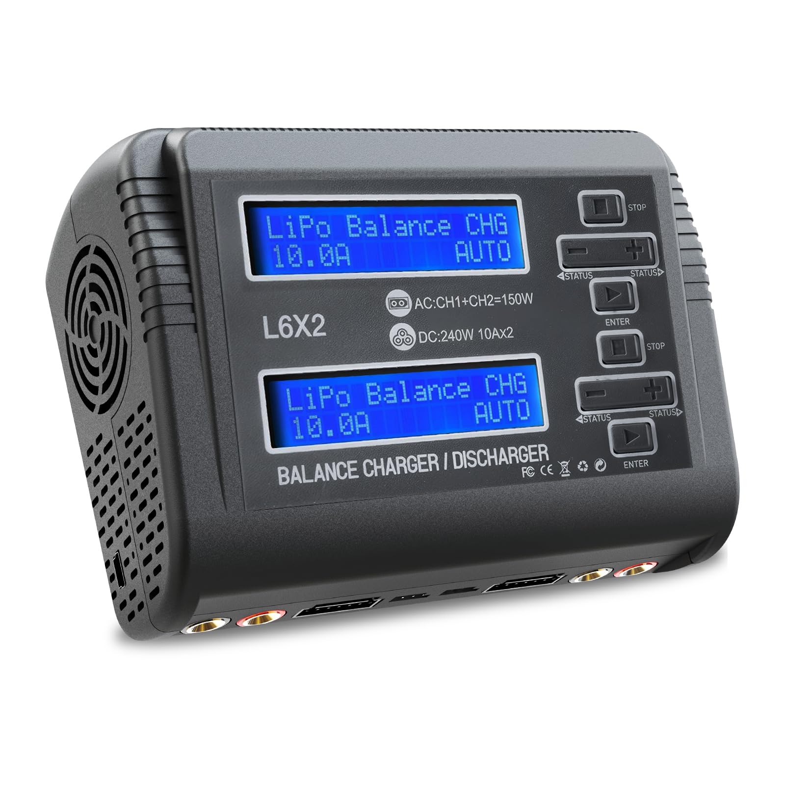 Haisito L6X2 Duo RC Balance Charger/Discharger for Lilon LiPo Life LiHV NiCd NiMH PB Smart Battery Dual Multi Charger AC 150W / DC 240W 10A*2