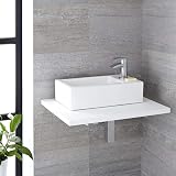 Milano Elswick White Rectangular Countertop Wall Hung Bathroom Basin Sink 450mm view 2