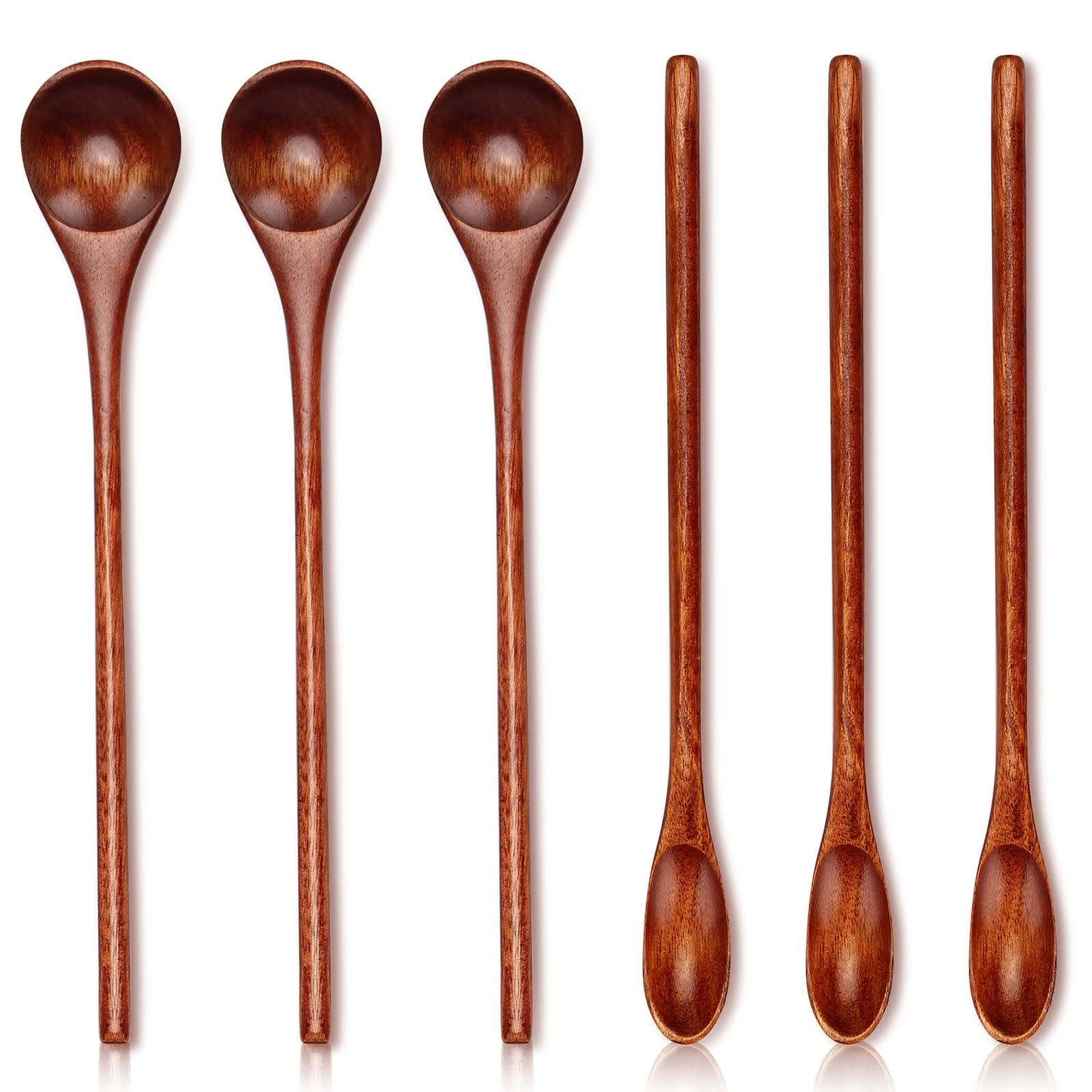 6 Pcs Small Wooden Spoons for Coffee Spoon Jars Tea Wood Teaspoons Tasting Spoon Set Mini Stirring Teaspoon Honey Tiny Mixing Table Stir Spoons for Powder Dessert Kitchen Eating Utensil