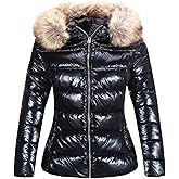 Bellivera Womens Lightweight Puffer Jacket, Winter Coats for Women Warm Quilted Bubble Padded Hood Coat with Faux Fur Collar