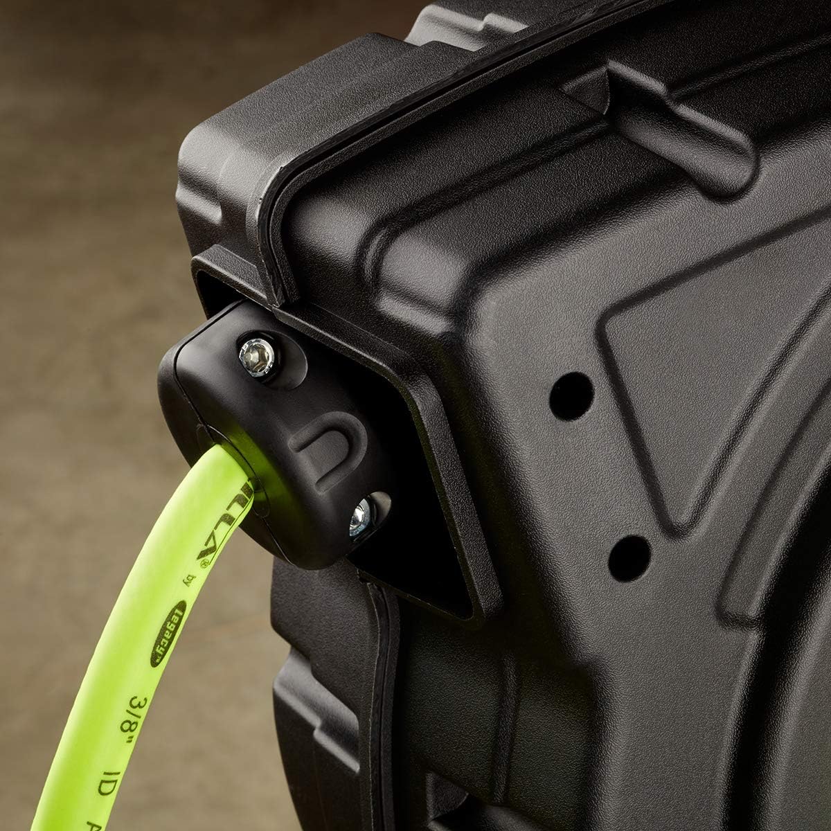 Flexzilla Retractable Enclosed Plastic Air Hose Reel, 3/8 in. x 50 ft, Heavy Duty, Lightweight, Hybrid, ZillaGreen - L8250FZ: Automotive