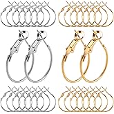 Pndeyo 32pcs Hoop Earrings Findings, Hypoallergenic Round Earring Loop, Open Beading Earrings Accessories Jewelry Making DIY Crafts 20mm- Gold & Silver