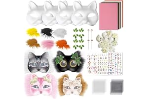 31 Pcs Therian Mask Kit, Cat Mask, Costume Furry Masks DIY, Animal Arts Crafts Kit, for Halloween Cosplay Party Interaction