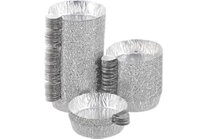 HOMSFOU 50Pcs Aluminum Foil Weighing Dishes with Handle - Sturdy and Reusable Weigh Boats for Powder and Liquid - Ideal for L