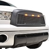 Replacement Upper Grille Front Grill with Amber LED Lights Fit for 10-13 Tundra - Charcoal Gray