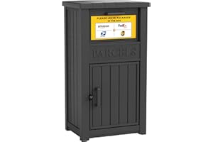 LHBGO Package Delivery Box with Sign, Lockable & Weatherproof Anti-Theft Parcel Delivery Box for Porch, Curbside, Patio，Black