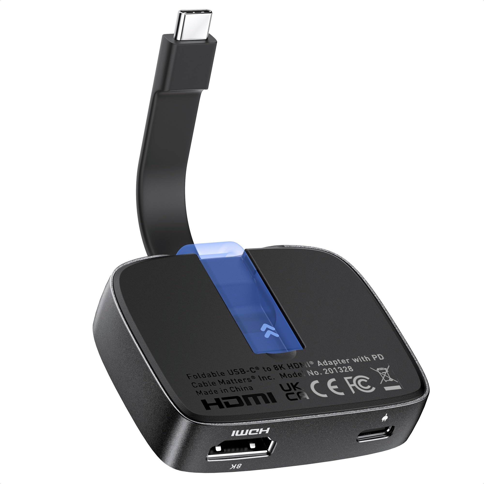 Cable Matters Portable 48Gbps USB C to HDMI 2.1 Adapter with 100W Host Charging, 4K 120Hz /8K 60Hz HDR - Thunderbolt 4 Compatible with iPhone 15 Pro Max - Maximum Resolution on Any MacBook is 4K@60Hz