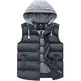 Wantdo Men's Thicken Winter Vest Water-Resistant Puffer Jacket Thicken Vest with Removable Hood