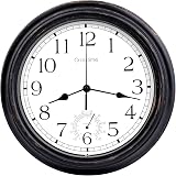 Crosstime Outdoor Clock 12 Inch Bronze Waterproof Thermometer Wall Clock view 3