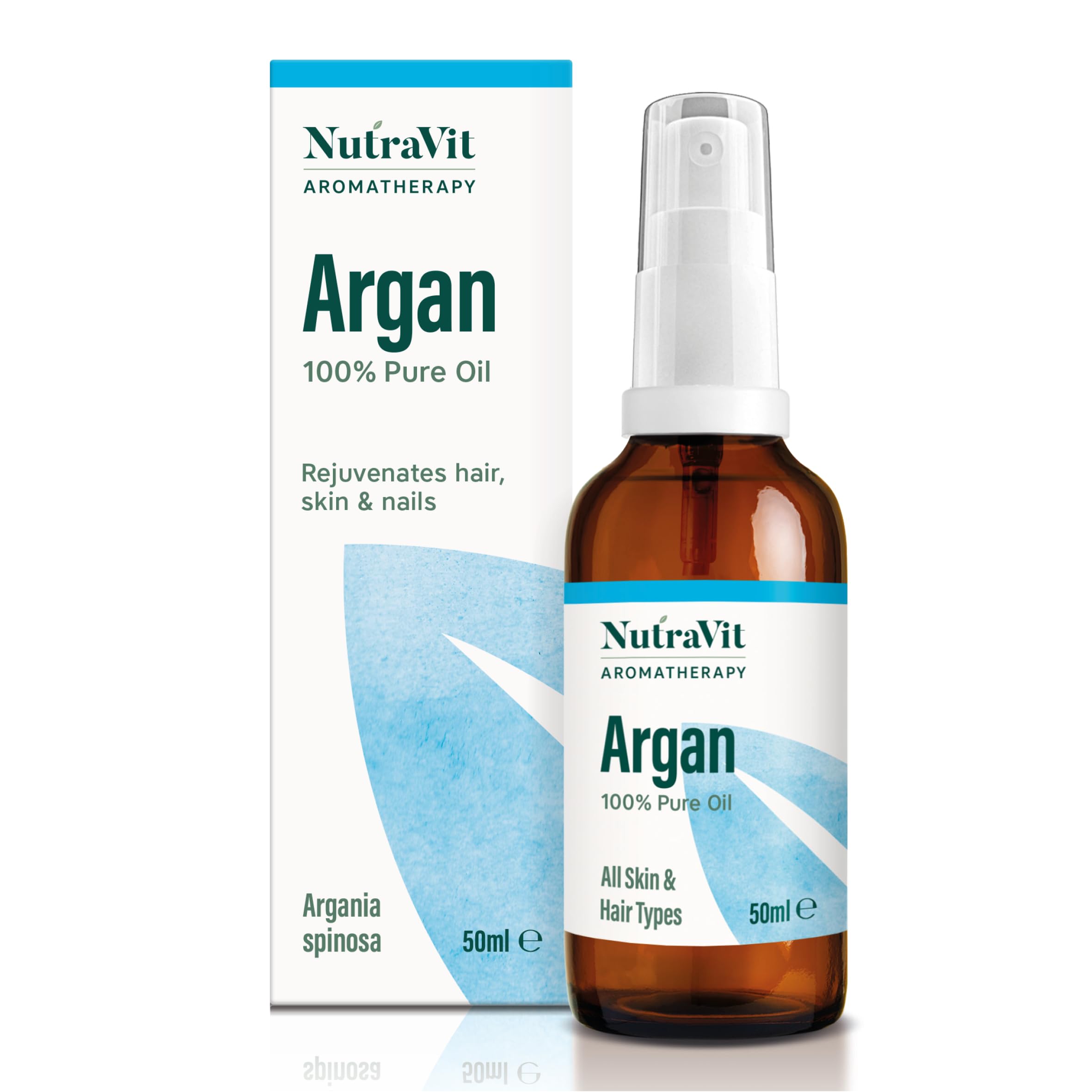 NutraVit - Moroccan Argan Oil | 100% Pure Argan Oil (Argania spinosa) - 50ml - Argan Oil for Hair, Skin, Face & Nails - from Morocco - Virgin, Cold Pressed, Deodorised, Hexane-Free & Vegan