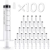 JOLLY PARTY 10ml Syringes 100 Pack Plastic Small Syringe with Tip Cap, Measuring Syringe, Oral Syringe for Scientific Labs, F