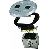 RACO 6239SS Floor Kit with Recessed Duplex 15A TR Device and Adjustable Steel Box, 1-Gang, Stainless Steel