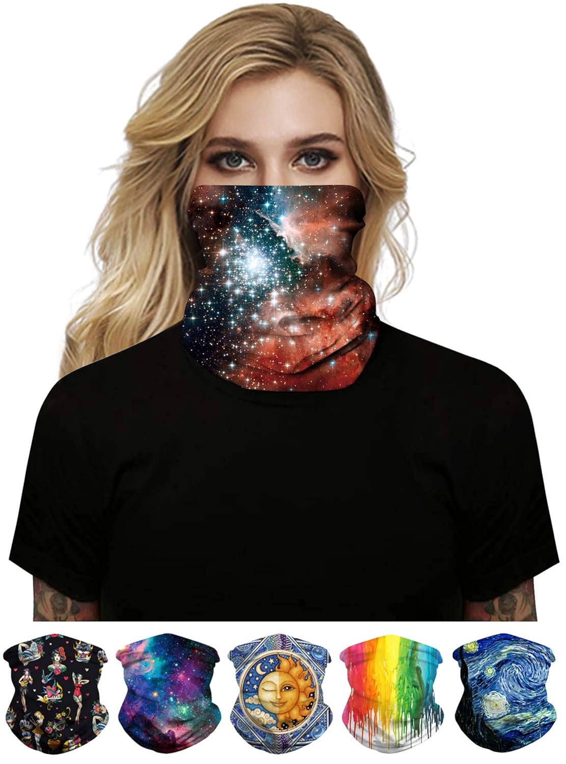 Buy Bandana, HONYAR Bandanas Face Mask for Women Men, Print Cloth Masks