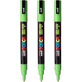 posca PC-3M Water-Based Paint Markers, Reversible Fine Tip (0.9-1.3mm), Apple Green, 3 Count