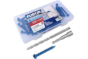 FVSCM 3/16" x 1-3/4" Concrete Screw Anchor,Flanged Slotted Hex Head, Drill & Driver Bits Included, for Concrete, Block & Brick(36pcs/Box)