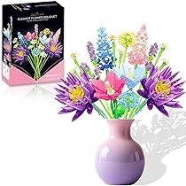 Amazon.com: NEWZACCIT Pink Flower Bouquet Building Sets for Adults