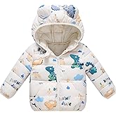 AIWUHE Baby Hooded Down Jacket Boys Girls Light Puffer Winter Coats Toddler Bear Ears Zipper Up Down Coats Outwear 6M-4T