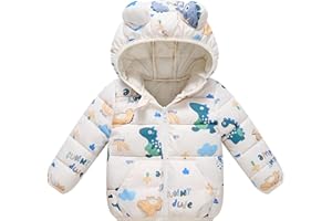 AIWUHE Baby Hooded Down Jacket Boys Girls Light Puffer Winter Coats Toddler Bear Ears Zipper Up Down Coats Outwear 6M-4T