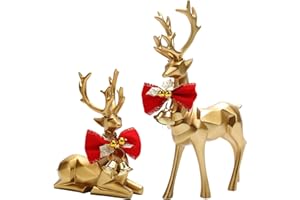 Lbylyhxc Christmas Reindeer Decorations Indoor Deer Christmas Decor Figurines Christmas Ornaments Gifts for Kids (2Pcs Gold)