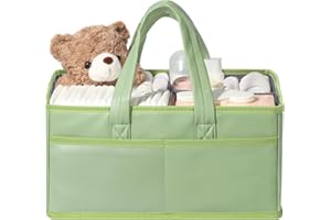 URMYWO Diaper Caddy Organizer - Waterproof Baby Diaper Caddy with Handle,Portable Nursery Organizer Storage Basket for Newborn Essentials, Baby Registry Must Have Shower Gift for Home and Travel, PU