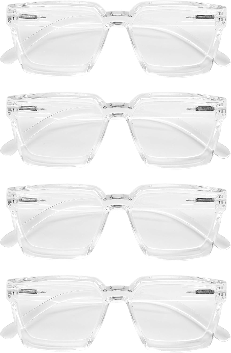 Eyekeeper 4 Pack Eyglasses Women Oversize Frame Ladies Transparent Frame Non-Magnification Glasses, 4 Transparent, No magnification - Image 3