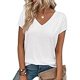 T Shirts Short Sleeve V Neck Tshirts Womens Summer Tops Casual Dressy Basic Tees Going Out Beach Clothes