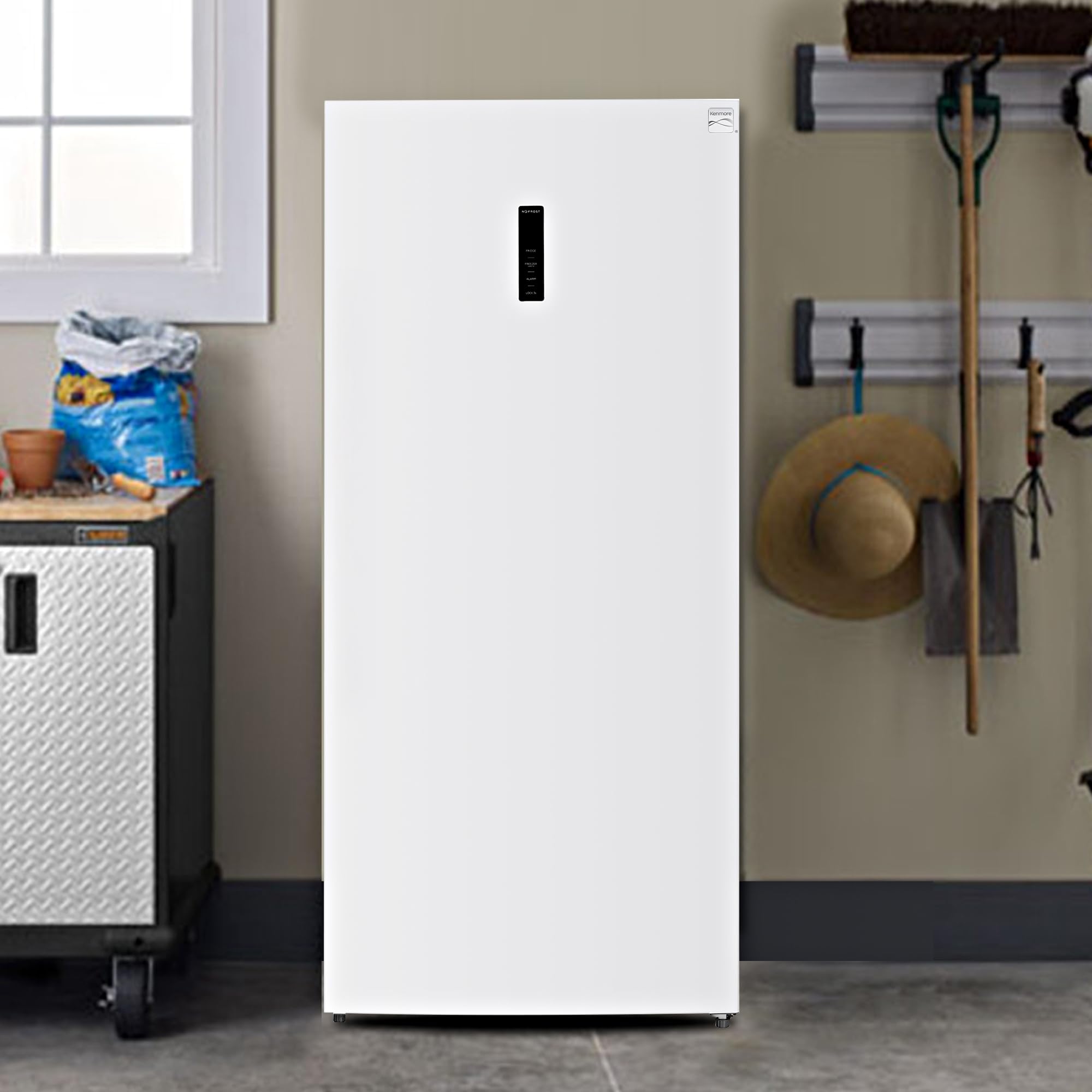 Kenmore 21 Cu. Ft. (600L) Convertible Upright Freezer/Refrigerator | Garage-Ready | Frost-Free | Digital Touch Controls | Quick Freeze | LED Interior Light | White | For Basement Garage Shed Cottage