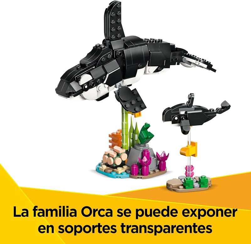 LEGO Creator 3 em 1 Vida Selvagem: Família Panda Transformável em Orca Articulada e Pinguim Figuras de Brinquedo, Jogos de Animais, Presente para Meninas e Meninos 8 Anos e Mais Velhos 31165